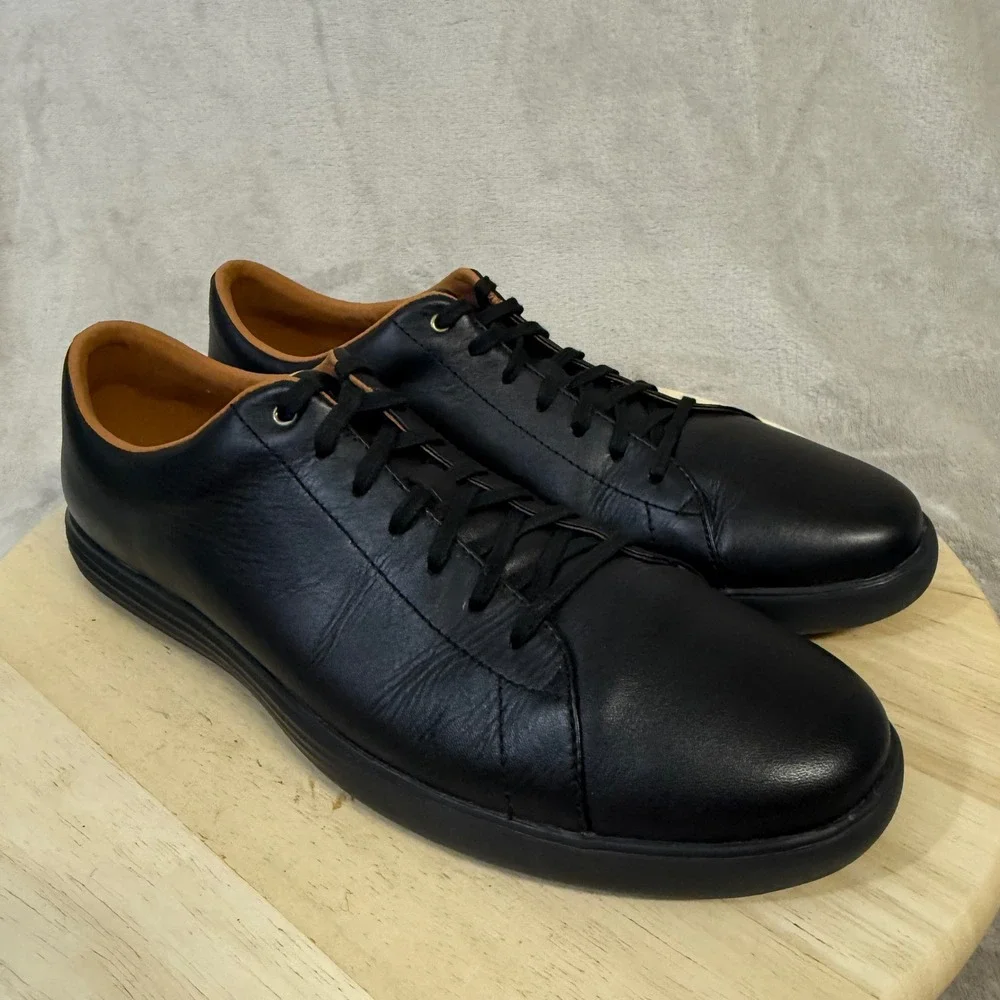 Cole Haan Grand Crosscourt II Mens Black Leather Sneakers C26655 Size 12M